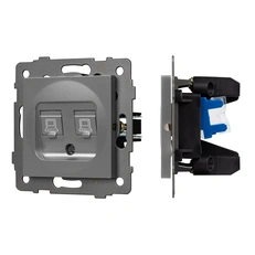 Изображение Механизм компьютерной розетки двойной SCT-MPC2-PL-GR-V (RJ-45, CAT6) (Arlight, -)