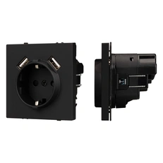 Изображение Розетка с заземлением и USB тип A+А Arlight NOBE, черный оникс soft-touch 054289(1)